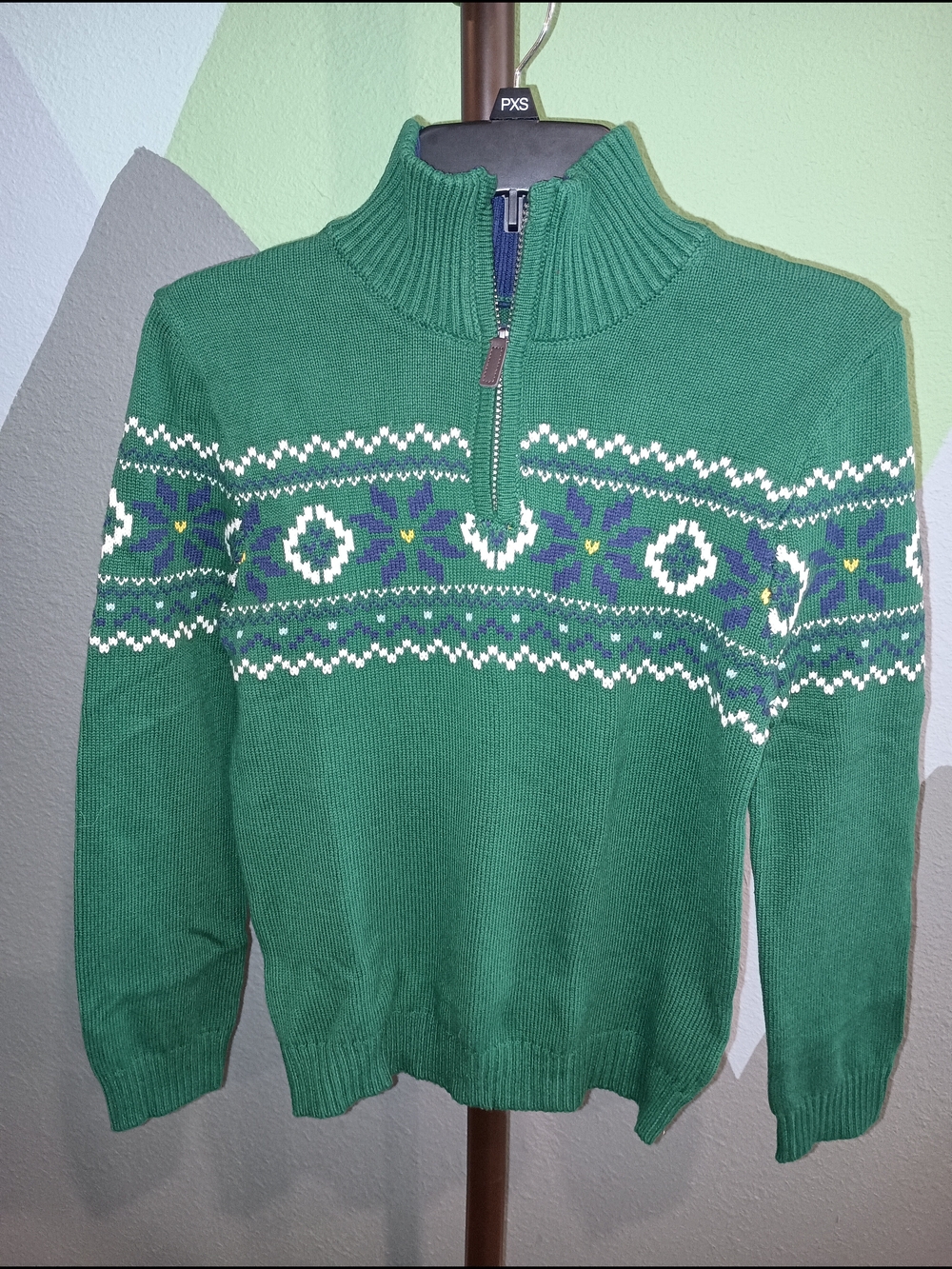 Izod Boy's Hunter Green Sweater Size Medium 10/12 Zipper Pullover